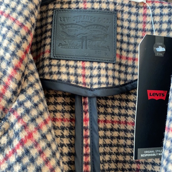 Levi’s Long Classic Belted Plaid Coat - Picture 4 of 7